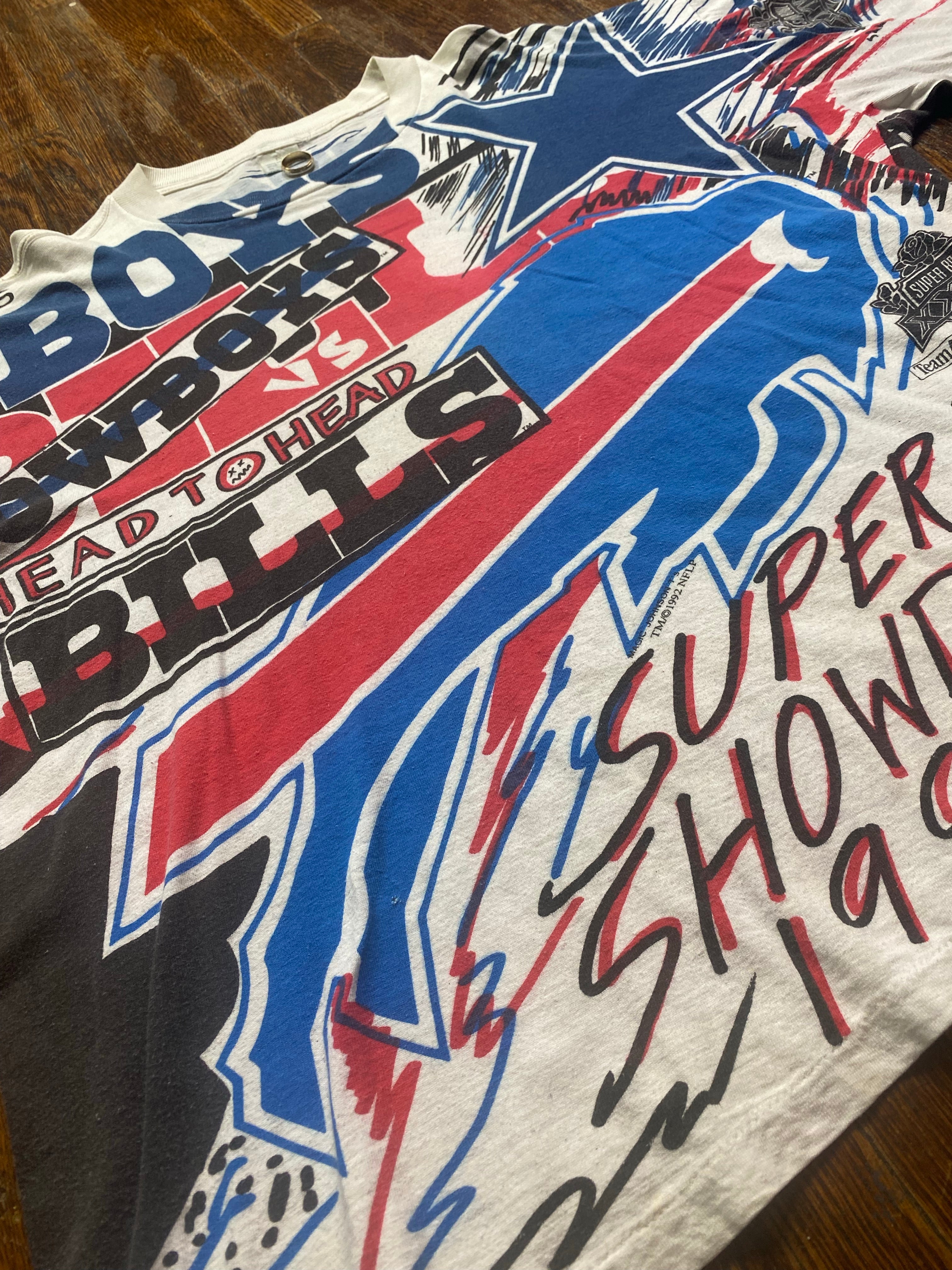 BUFFALO BILLS DALLAS COWBOYS VINTAGE 1992 SUPER BOWL XXVVII T